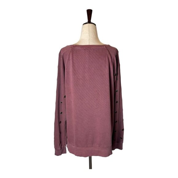 Joe's Jeans Collection Sweatshirt Women Small Mauve Purple Izzy Grommet Pullover - Picture 3 of 9